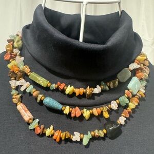 Multicolor Natural Gemstone Beaded Statement Necklace